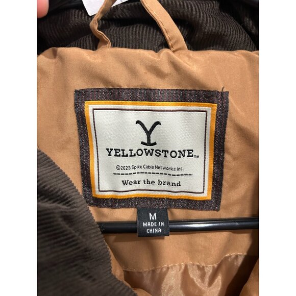 Yellowstone Mens Quilted Brown Jacket With Front Pockets Snap Closures Sz Medium - Picture 6 of 11